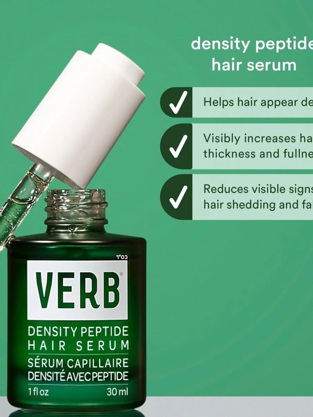 VERB Density Peptide Hair Serum – For Thinning Hair 1Fl Oz (UNISEX)